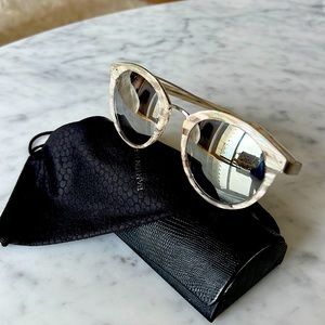Barton Perreira mirrored pearl white sunglasses with soft and hard cases